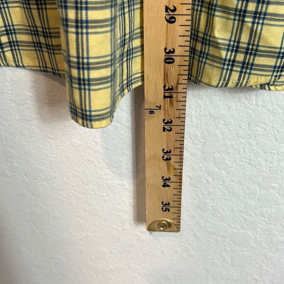LL Bean Short Sleeve Button Up Shirt Mens Size L Regular Plaid Cotton Yellow - Picture 4 of 9